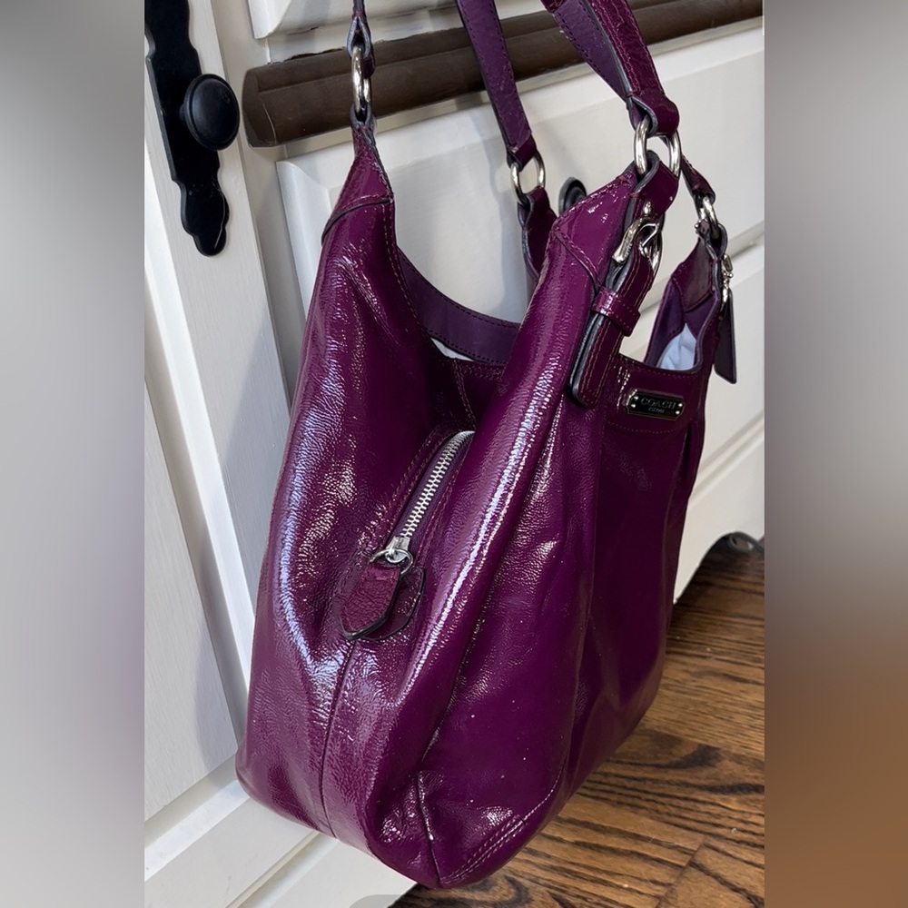 Coach Purple Patent Leather Madison Maggie Hobo Bag - Picture 3 of 12